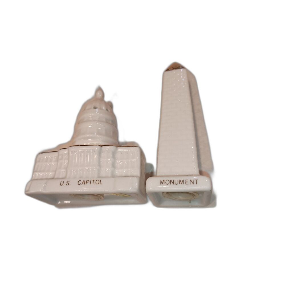 Salt & Pepper Set - White and Gold - US Capitol and Monument